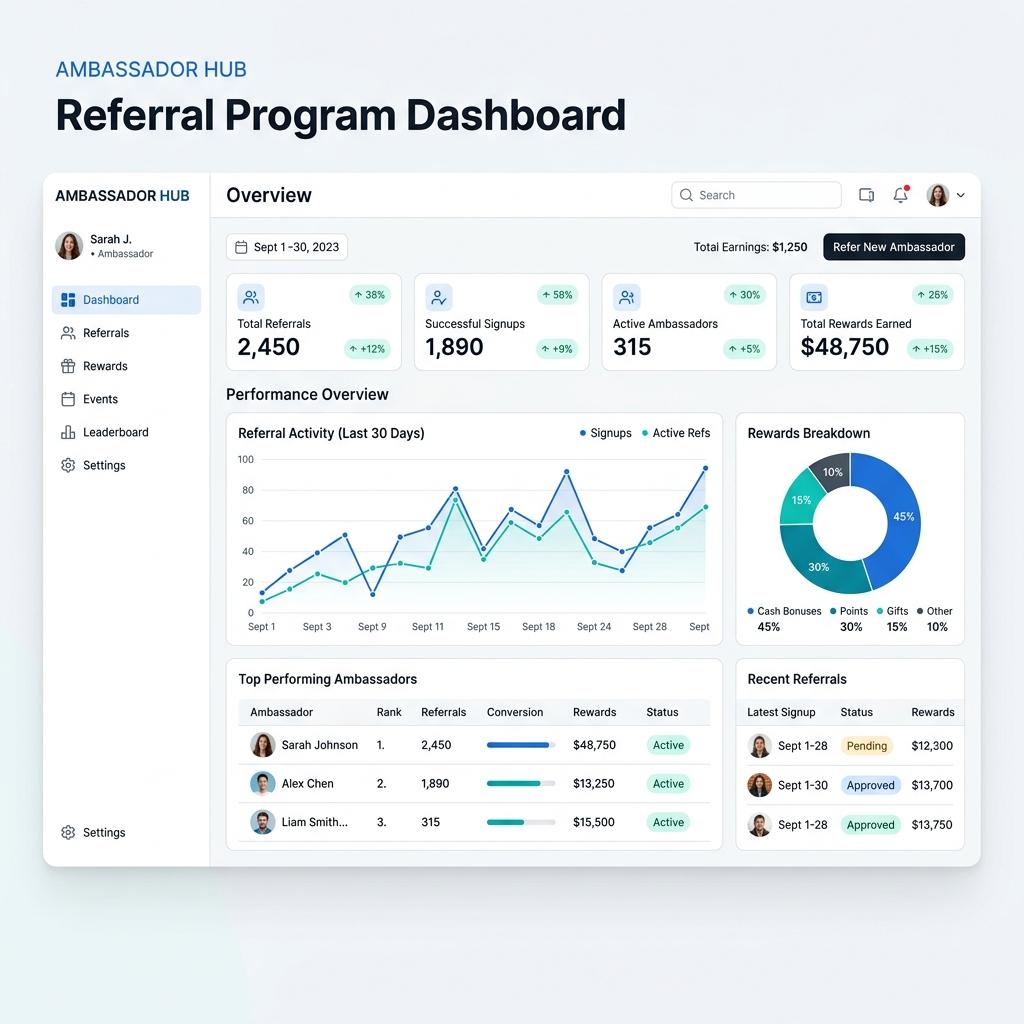 Ambassador Referral Program Dashboard Preview