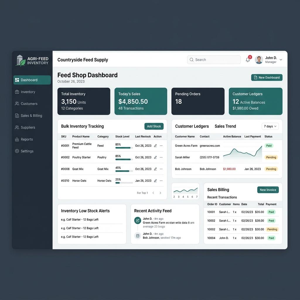 Animal Feed Shop System Dashboard Preview
