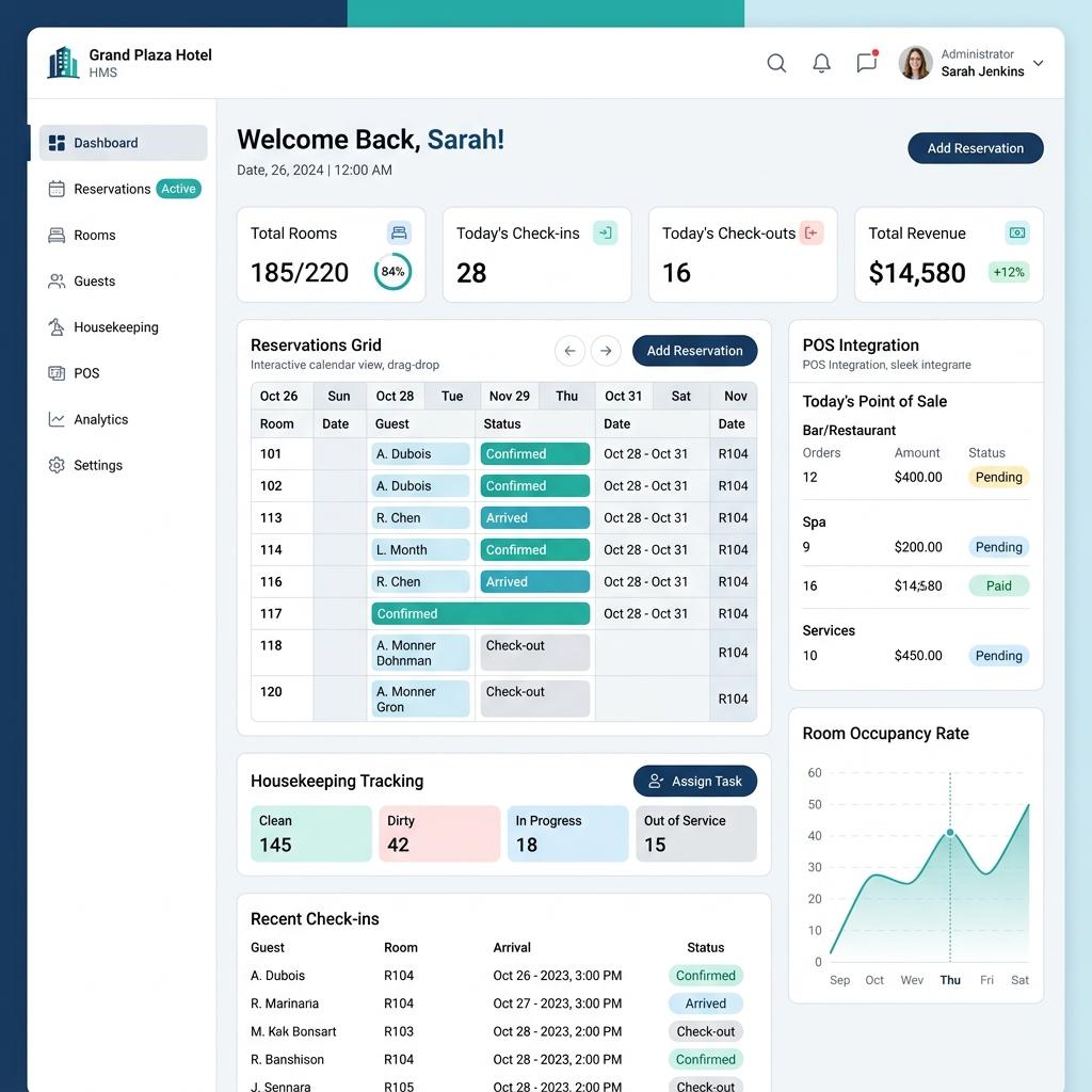 Hotel Management System Dashboard Preview