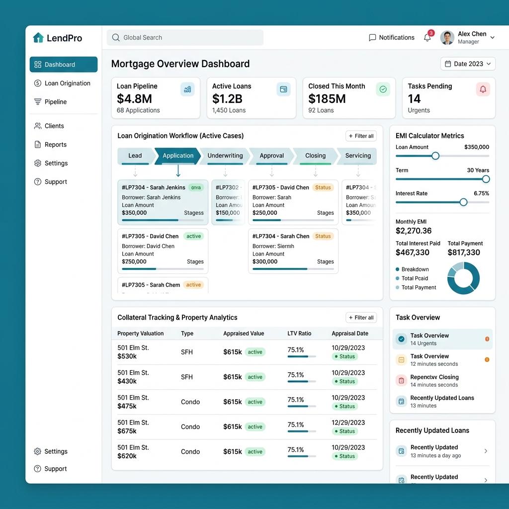 Mortgage Software Dashboard Preview