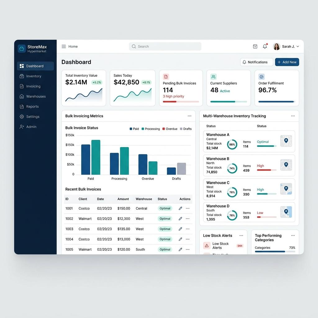 Hypermarket Management System Dashboard Preview