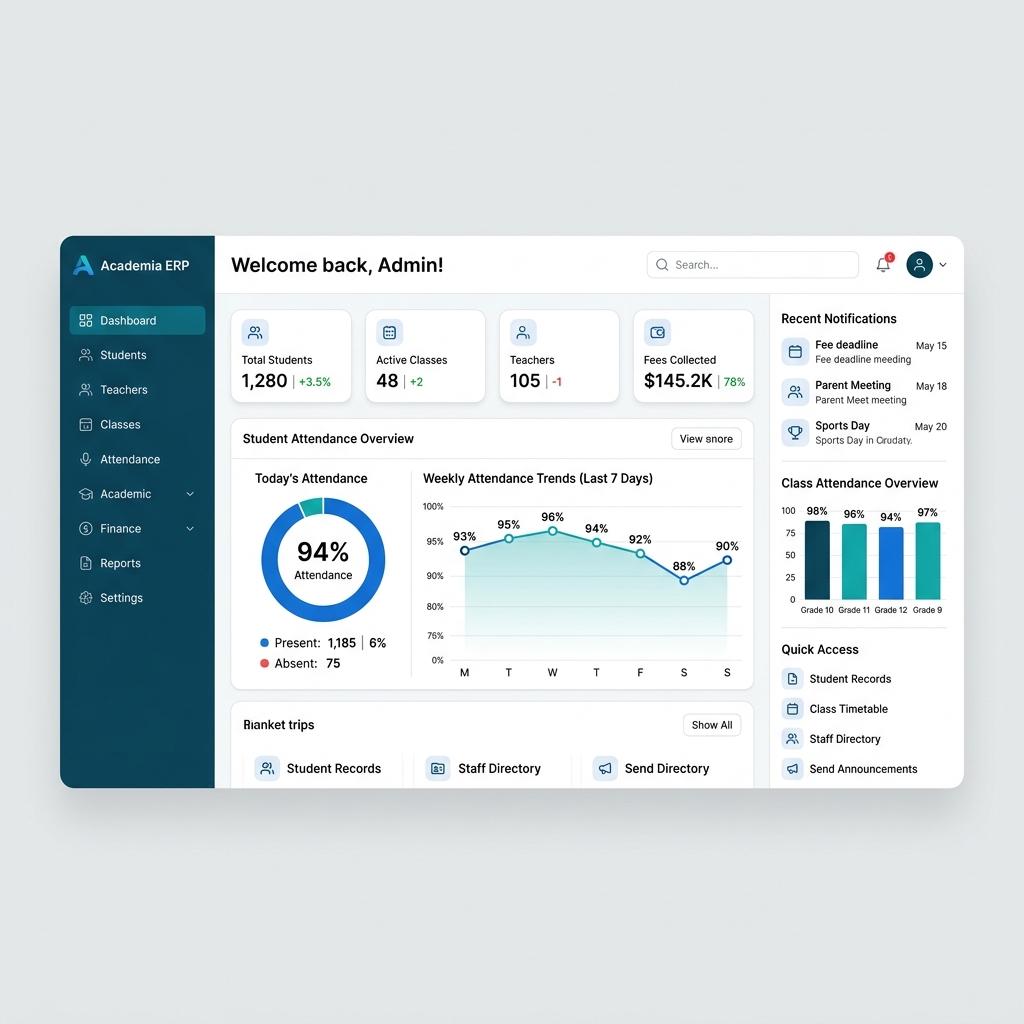 School ERP Dashboard Preview