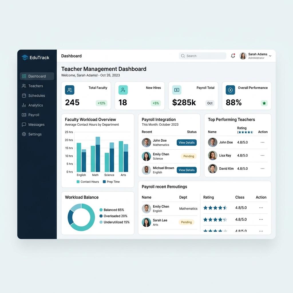 Teacher Management System Dashboard Preview
