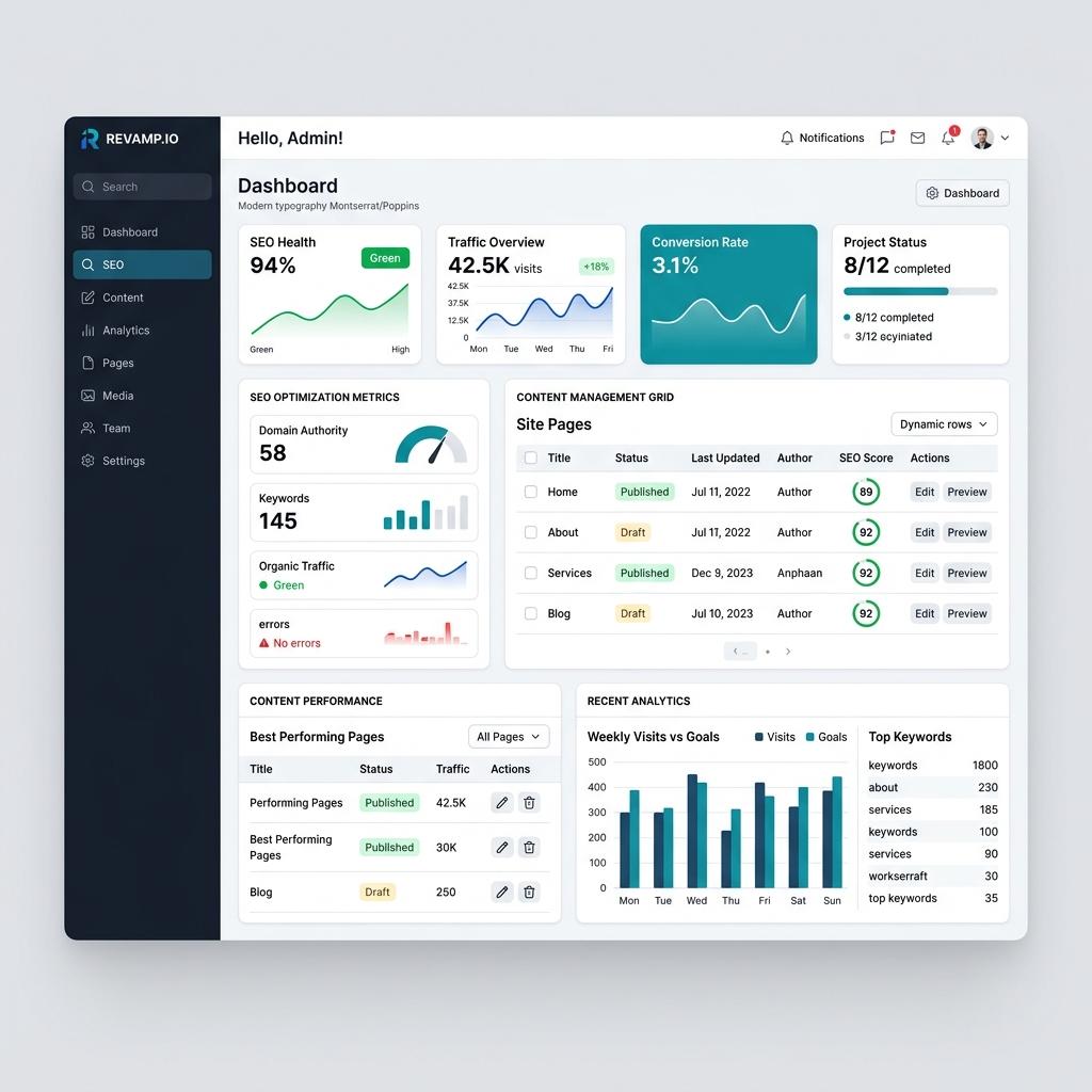 Website Revamp Project Dashboard Preview